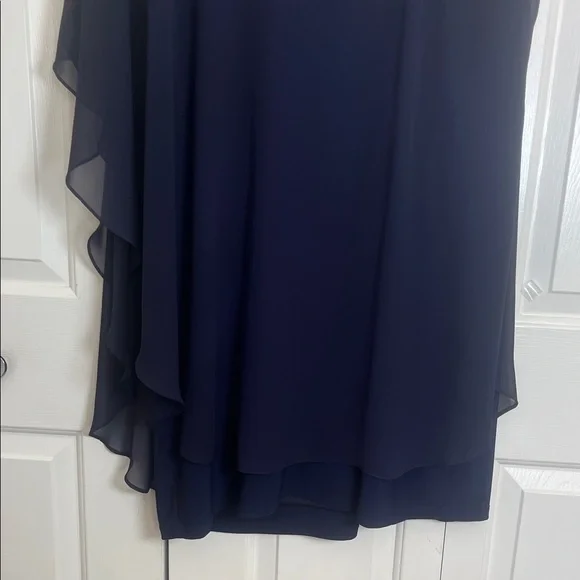 Xscape Women’s Dark Blue One-Shoulder Dress with Embellished Strap Size 18W - Picture 8 of 8